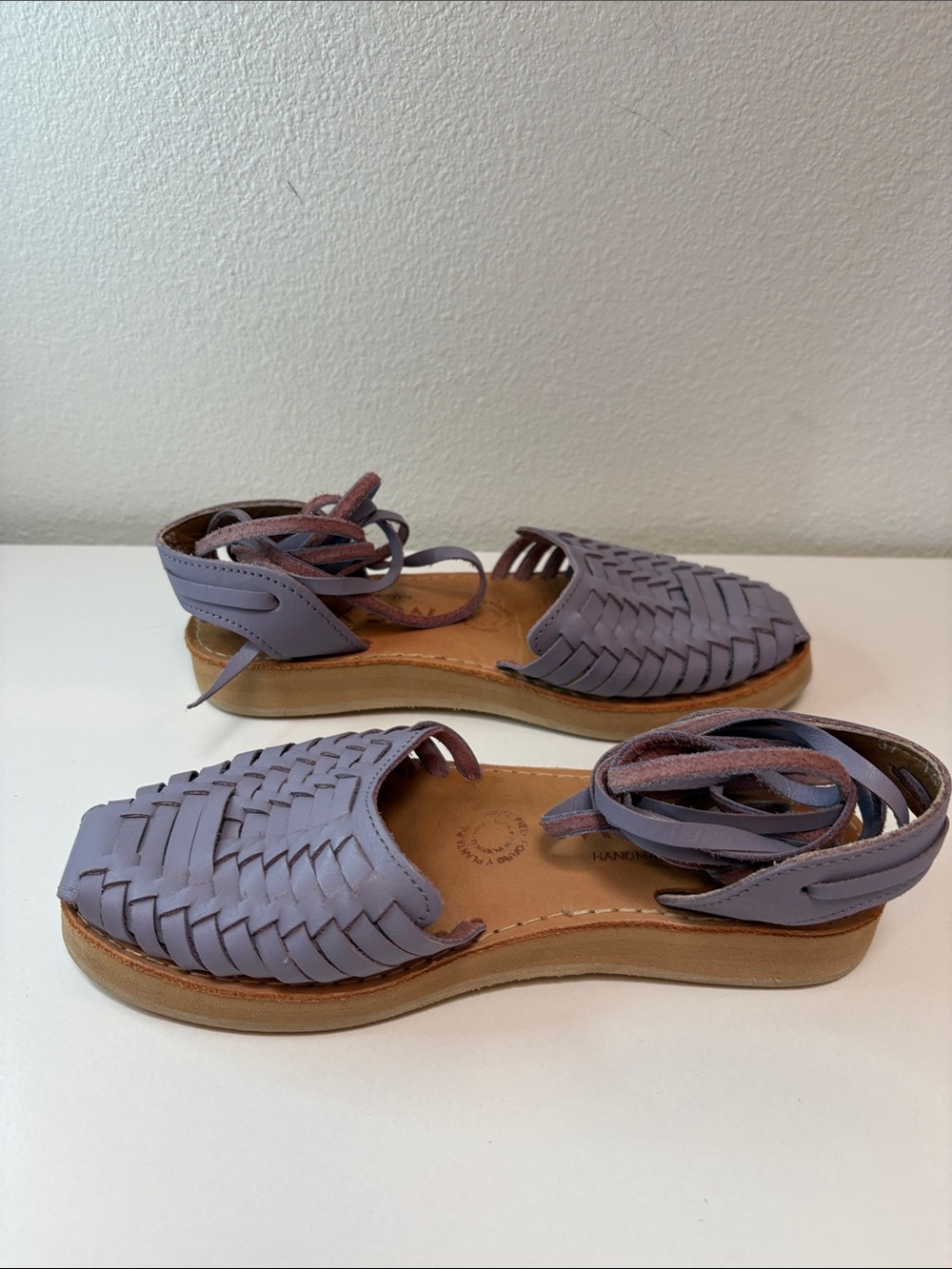 Mexas Lilac Woven Ankle-Tie Sandals - Picture 8 of 10